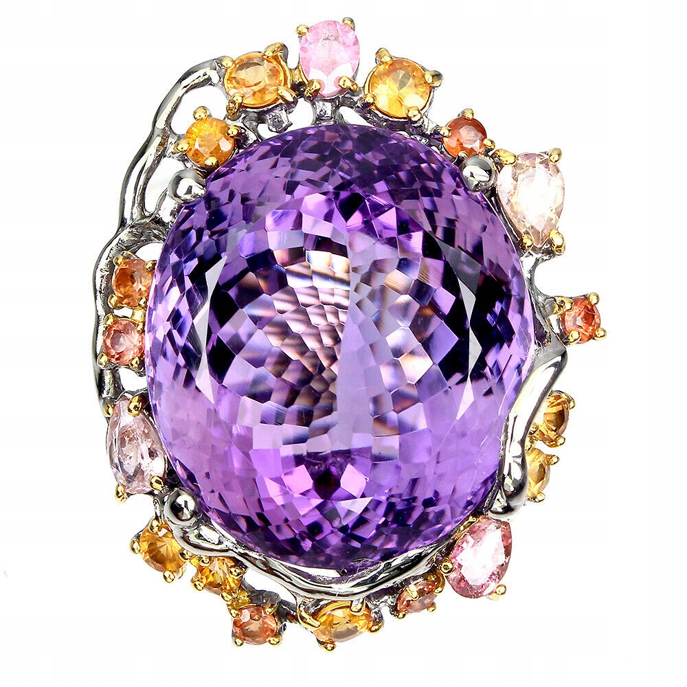 Ametystový prsteň 42.93ct strieborné zafíry za 15.5
