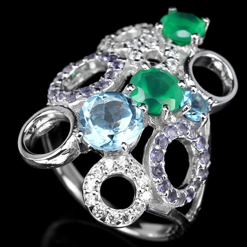 Prstenec avanturínu topaz iolite * diamencik_pl