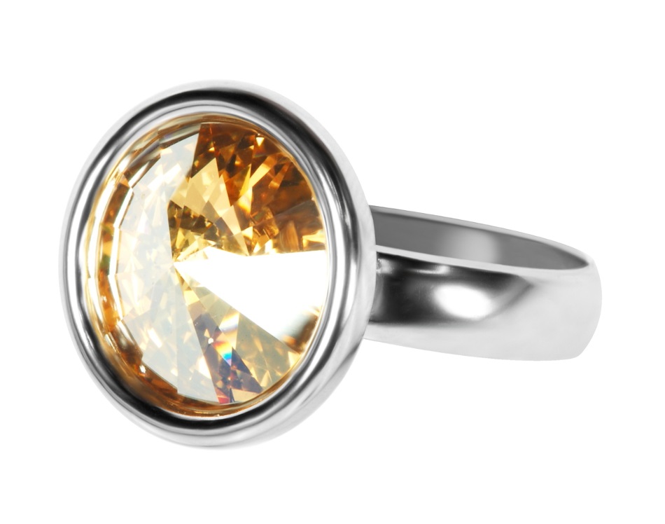 Okrúhly prsteň Swarovski, béžový, strieborný, zlatý
