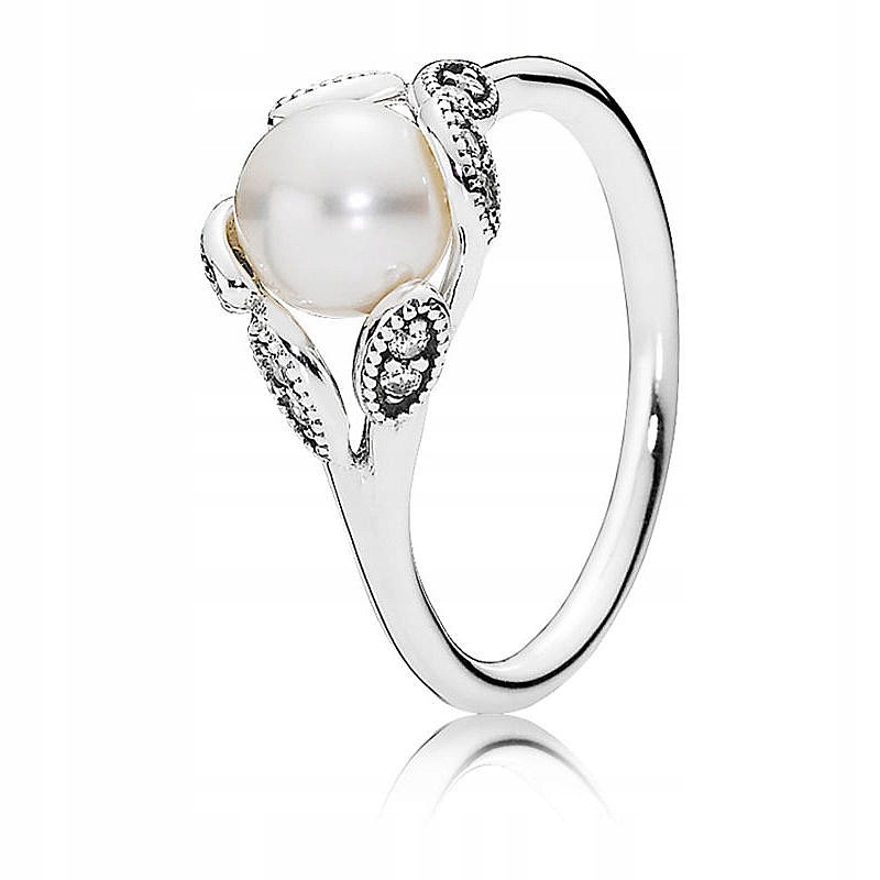 Biely perlový prsteň 190967P Pandora zirkón 60