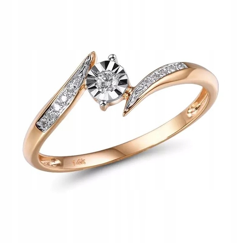 Dvojtónový diamantový prsteň 14k 11diamant