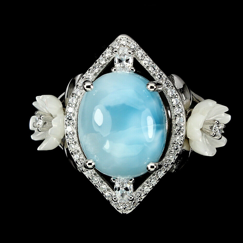 Kvety prsteňa larimar zirconia 925 14.5
