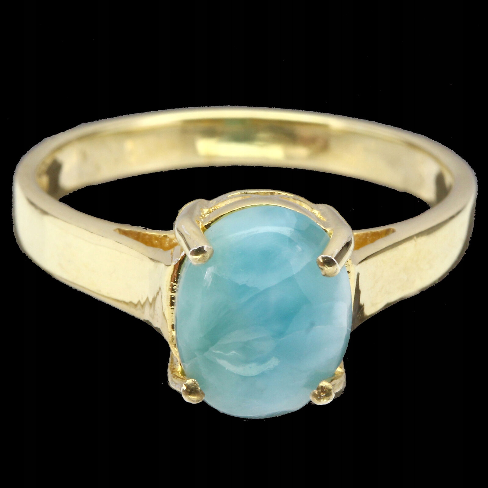 Prírodný prsteň larimar, 925, 13 striebra