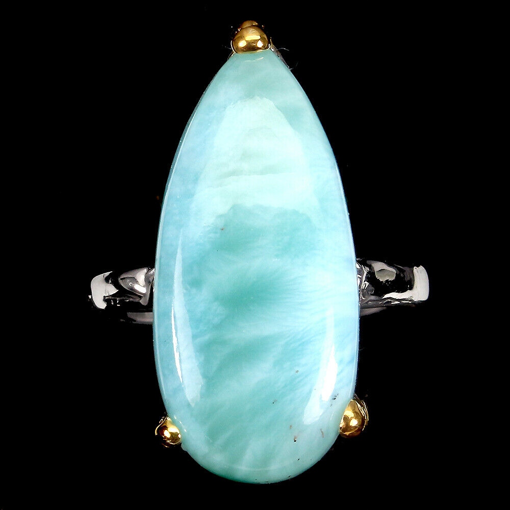 Prírodný prsteň Larimar 925 17,5 krásny 2