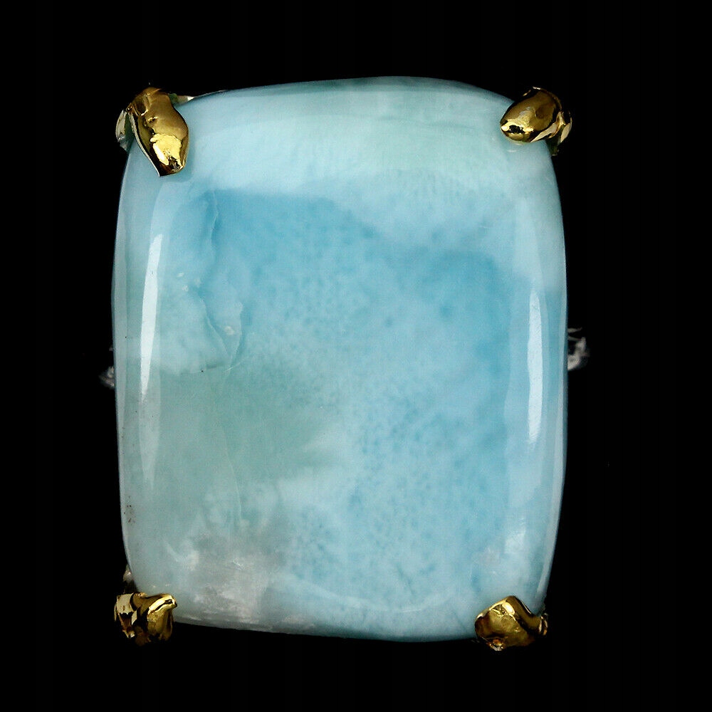 Prírodný prsteň larimar 925 18 pozlátený 2