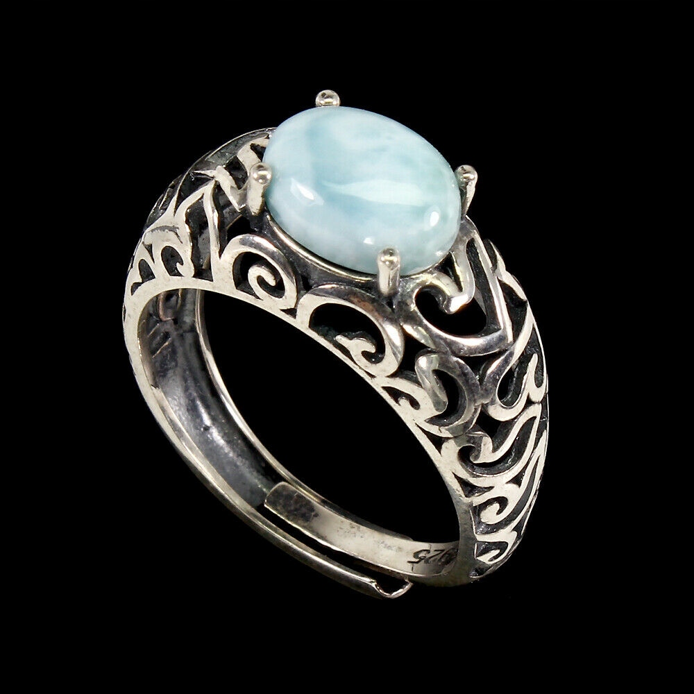 Prírodný prsteň, Larimar, 925, 18 nastaviteľný