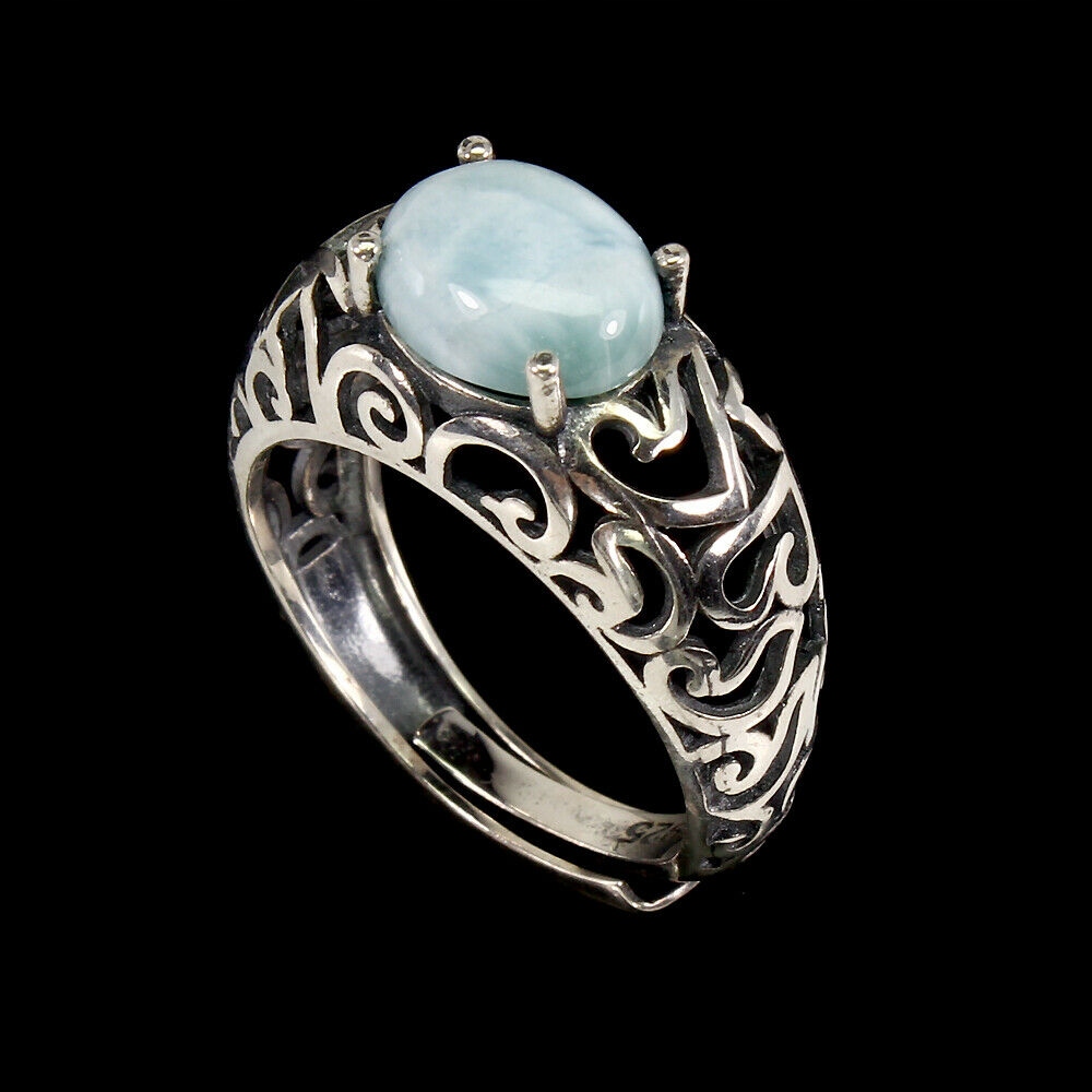 Prírodný prsteň Larimar 925 R16 nastaviteľný