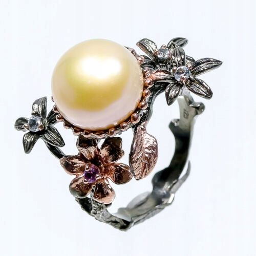 Akoya Pearl Ring Gold Oxid R 17 -Srebro