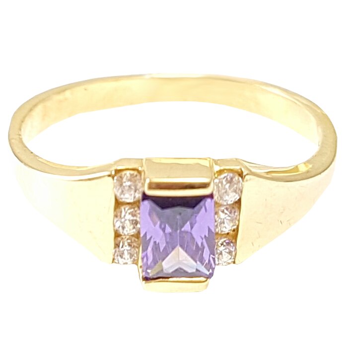 Nádherný prsteň pr585 ametyst zirkón 14K