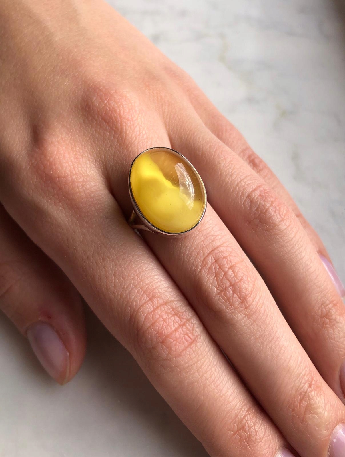 Nastaviteľný prsteň SILVER 925 AMBER žltý