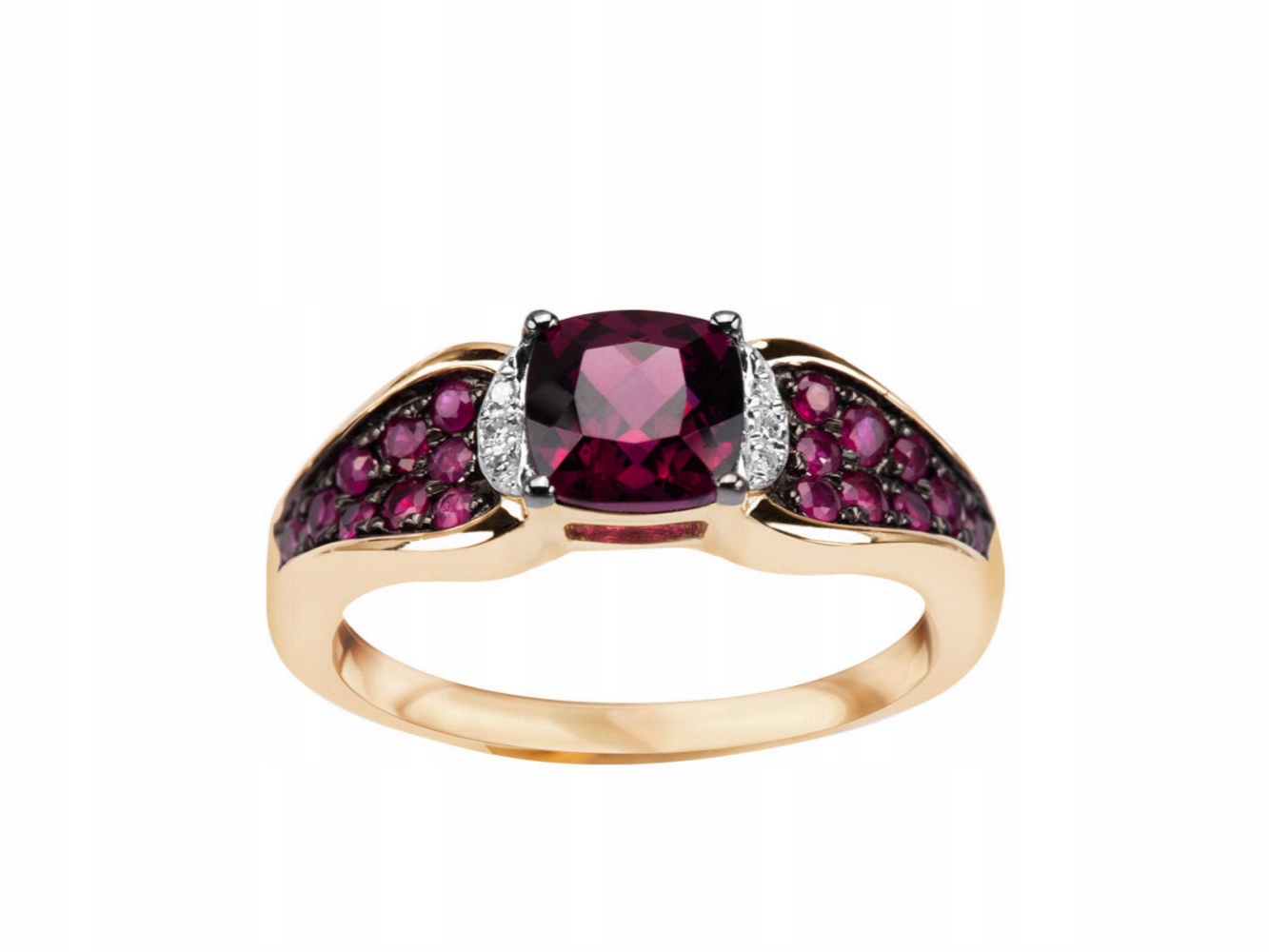 Rhodolitový prsteň a rubíny