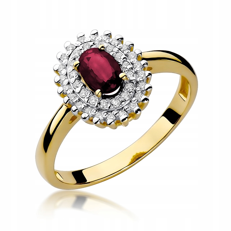 Rubinový krúžok diamant žlté zlato pr. 585 28