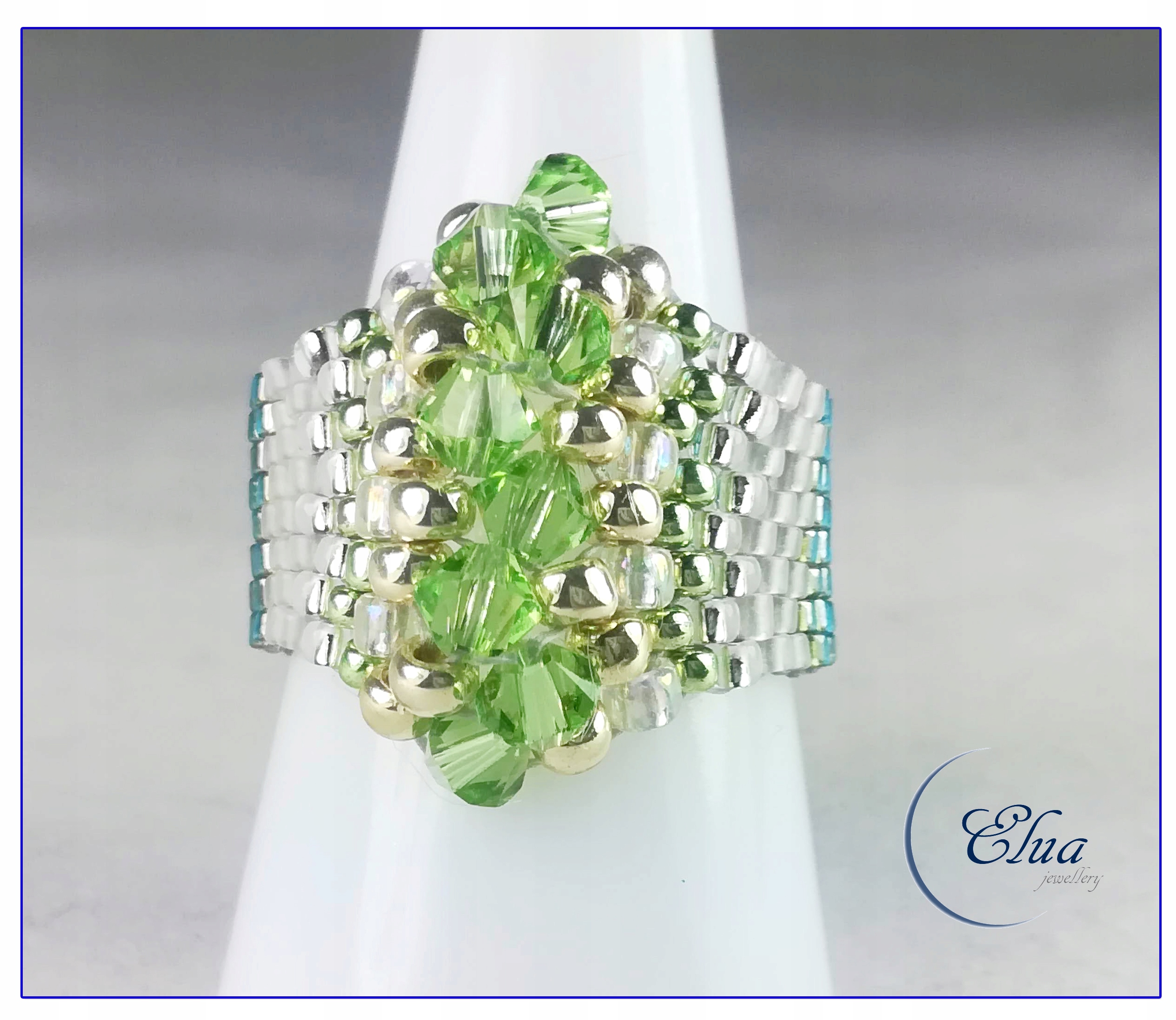 IBA krúžok akvamarínové korálky Swarovski!