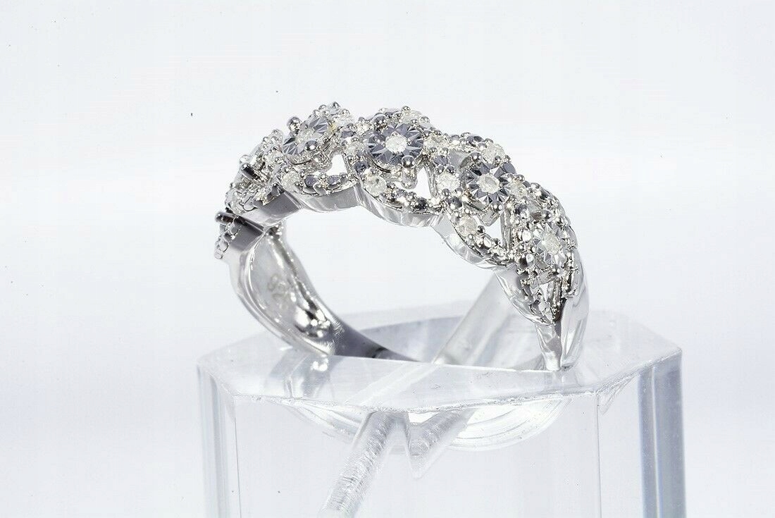 Strieborný prsteň 925 diamantov 0,20ct, veľkosť 11