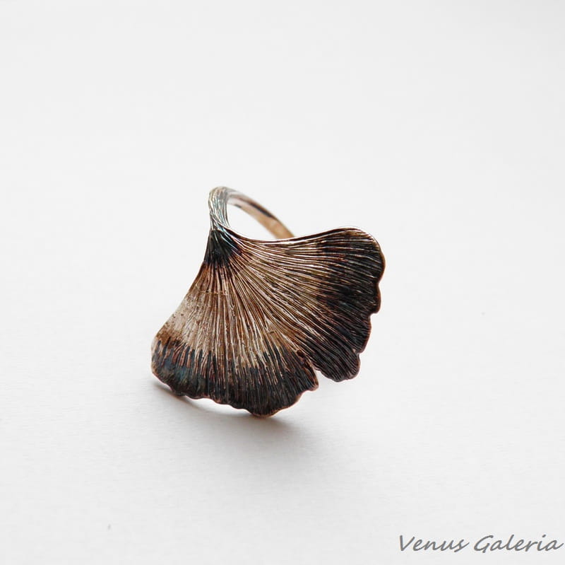 Strieborný prsteň - Ginkgo