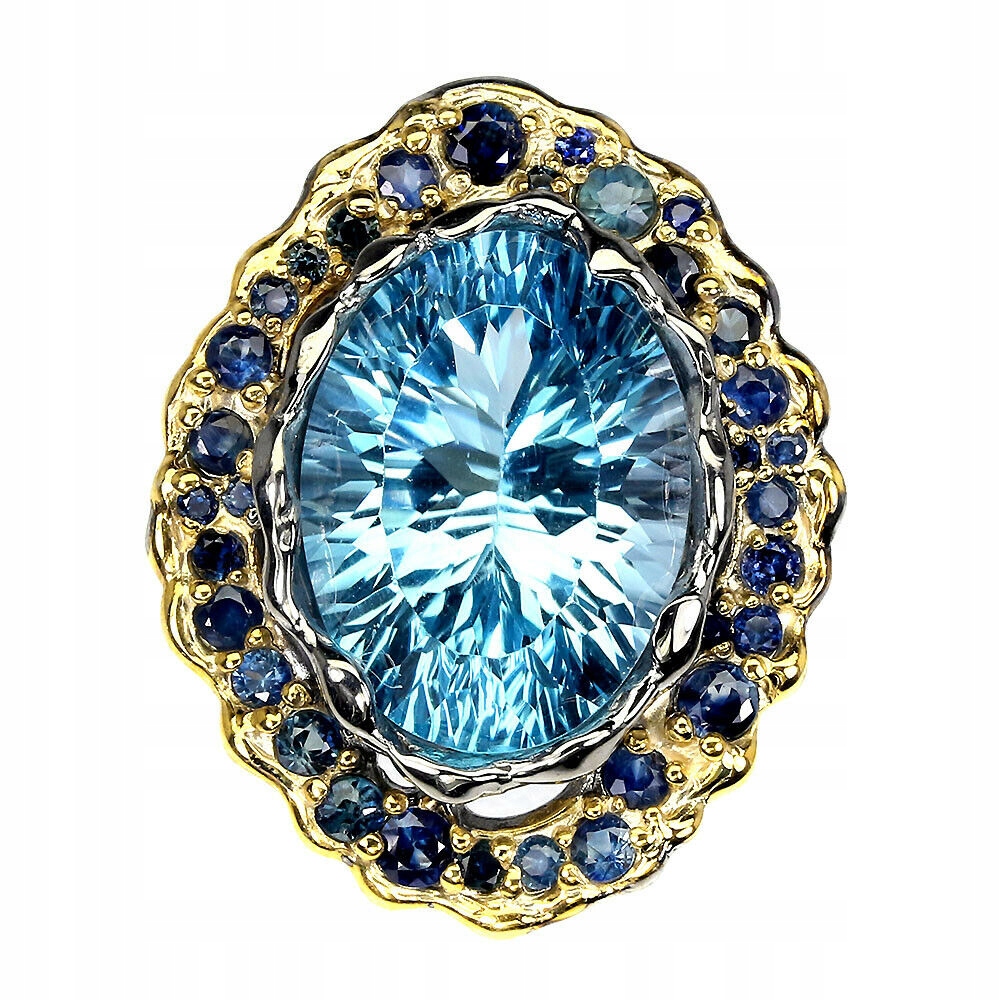 Strieborný švajčiarsky modrý topaz 14.18ct 16 prsteň