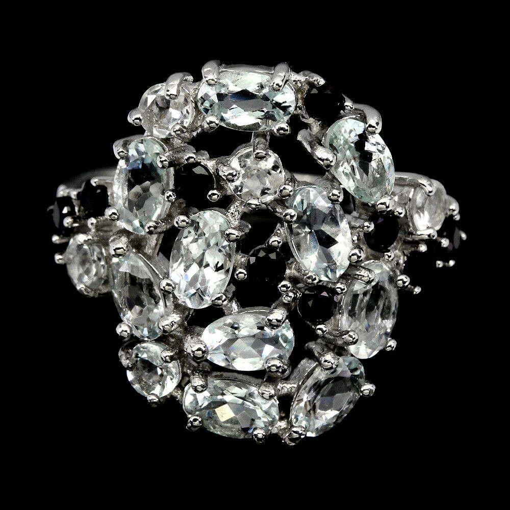 Strieborný akvamarínový prsteň 925 r16,5 spinel