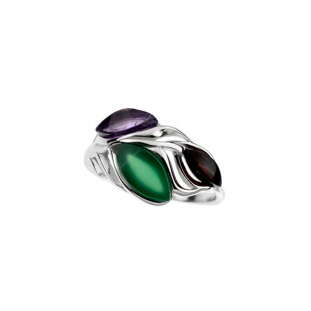 Silver Amber, Ametyst, Agat 20 Ring