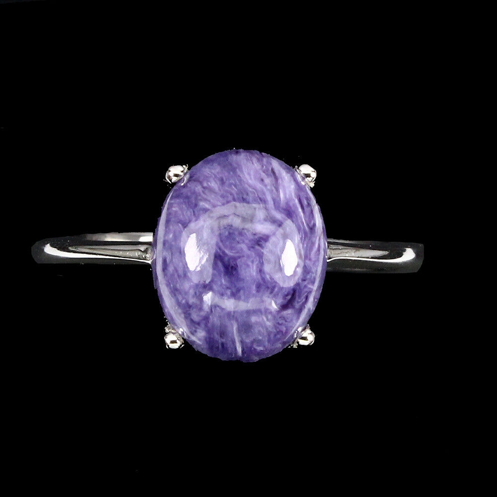 Strieborný prsteň charoite r 13,5 925 prírodný 2.