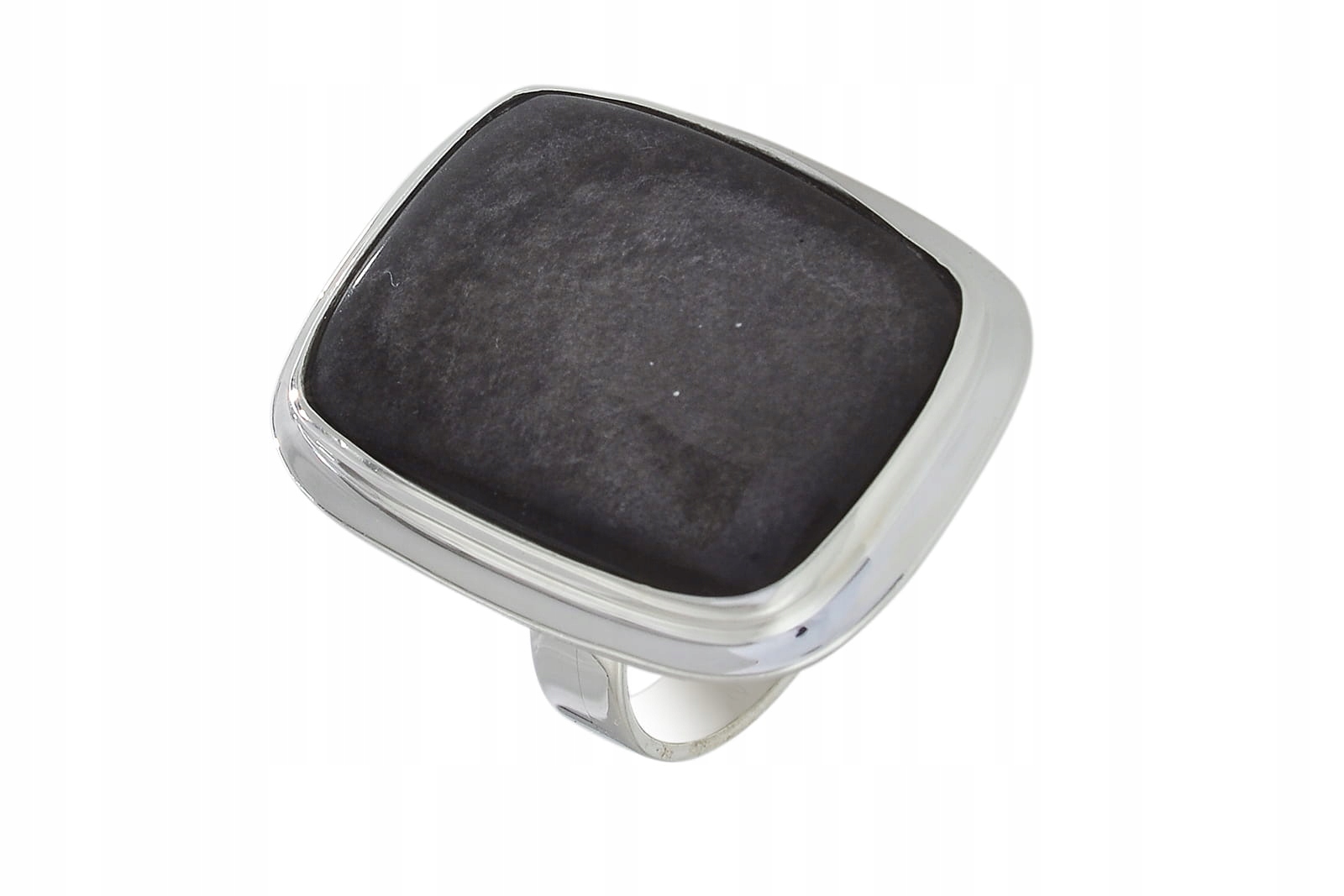Strieborný prsteň z obsidiánu P151
