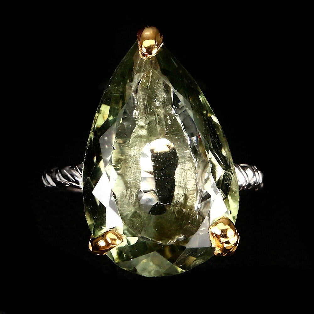 Strieborný zelený ametystový prsteň 14 16,2 ct 925