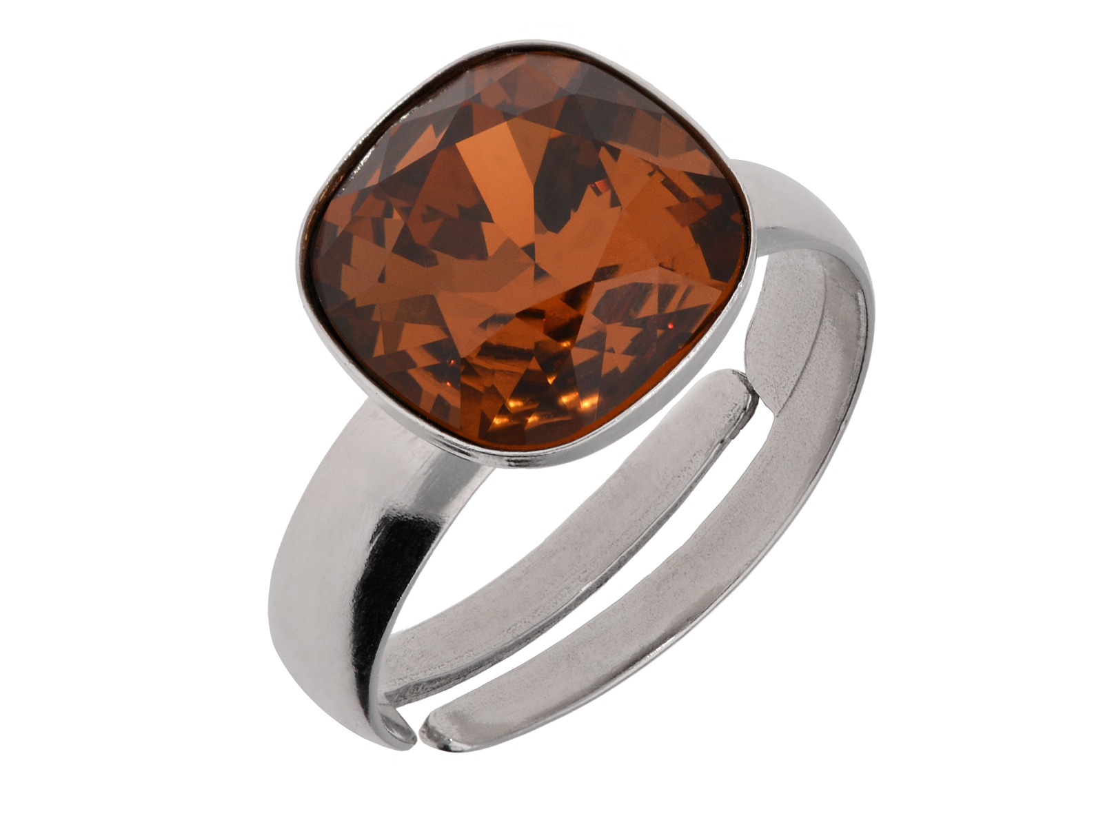 Swarovski štvorcový prsteň zo striebra a bronzu