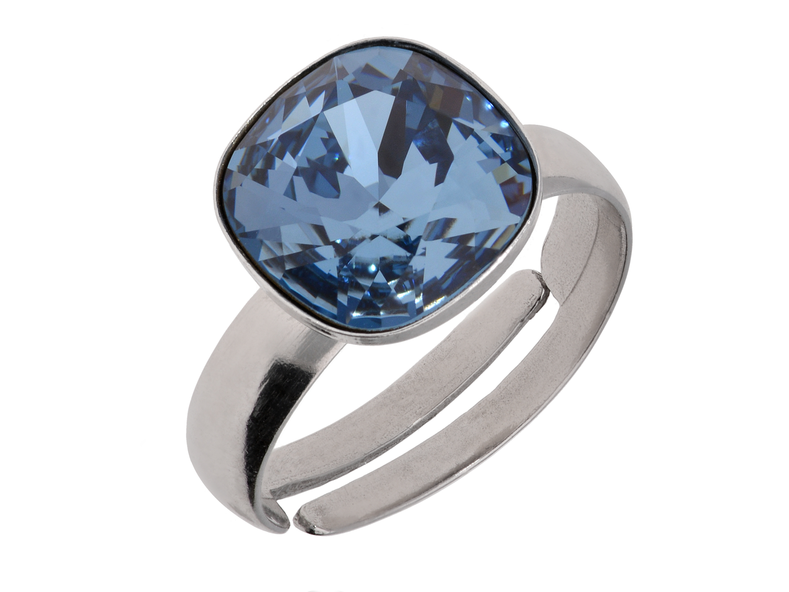 Swarovski hranatý strieborný prsteň