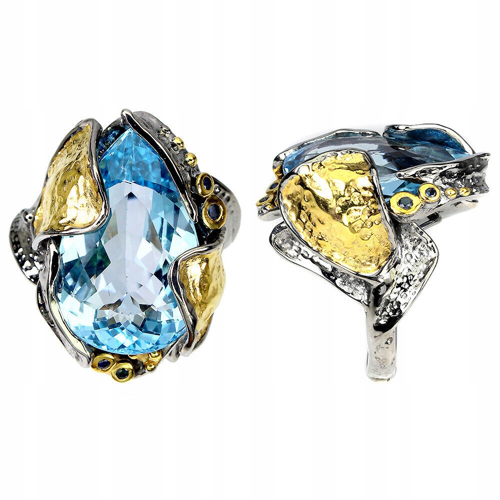 Nebesky modrý zafírový prsteň topaz 23.93 ct 16