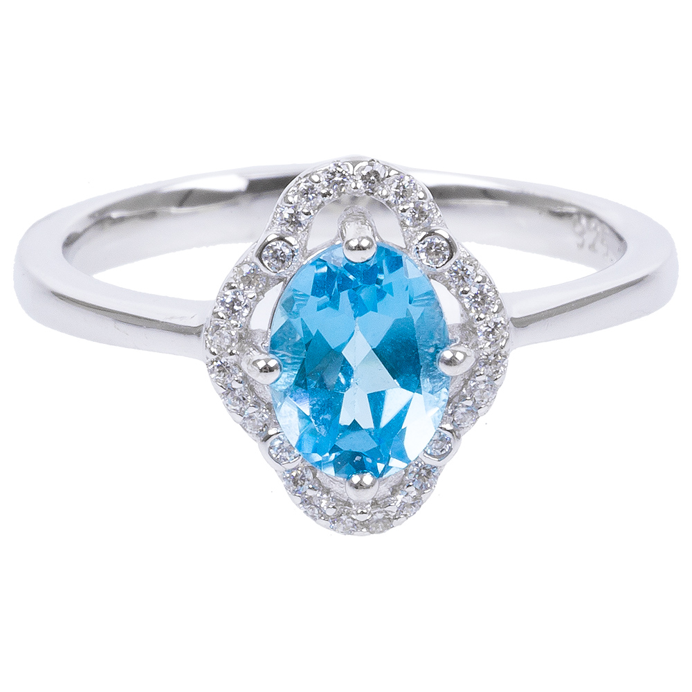Prsteň vo farbe Swiss Blue Topaz a rýdzeho striebra