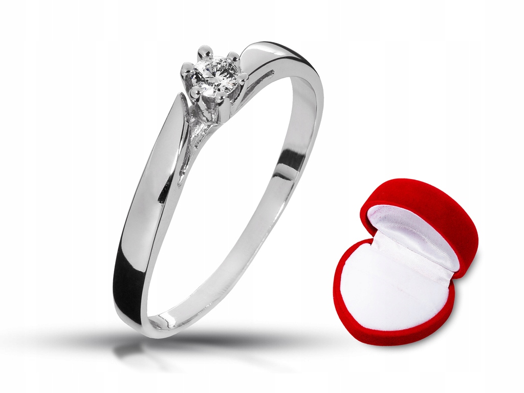 Biele zlato prsteň s diamantom 0,08Ct vs