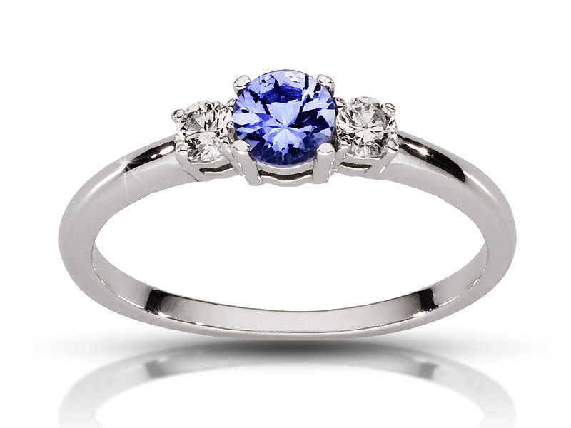 Prsteň s 0,12 ct diamantmi a 0,30 ct tanzanitu