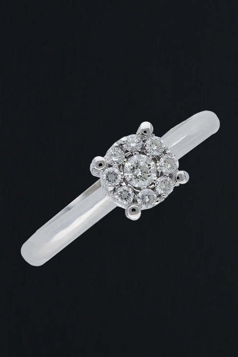 Prsteň s diamantmi 0,22 ct biele zlato str. 750