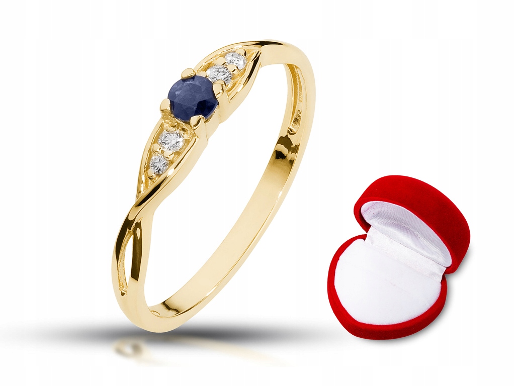 Prsteň s 0,10ct zafírom a 0,05ct diamantmi