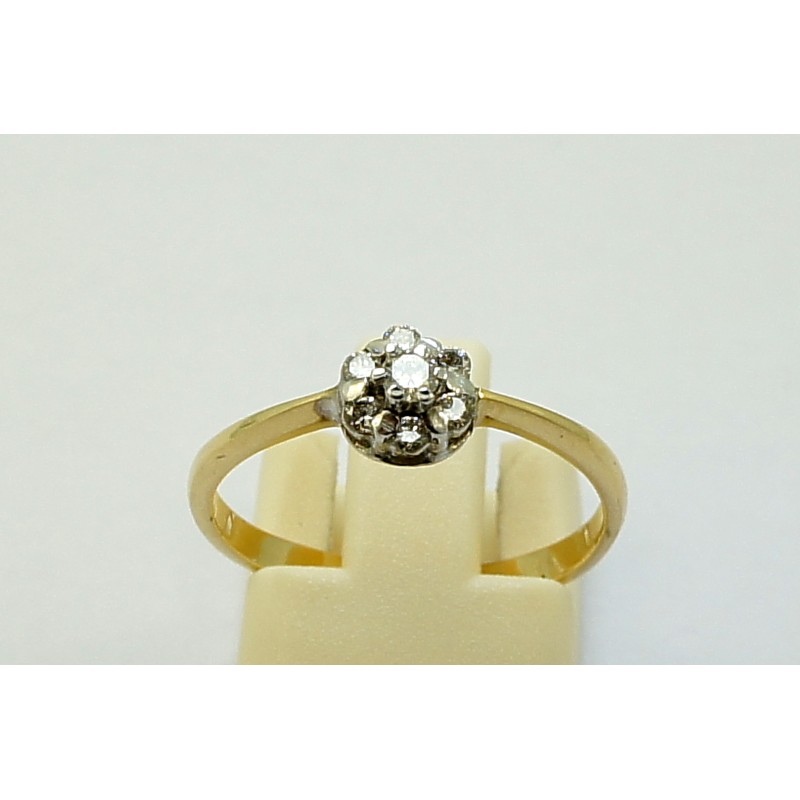 Prsteň zo žltého zlata s diamantmi 0,17 ct