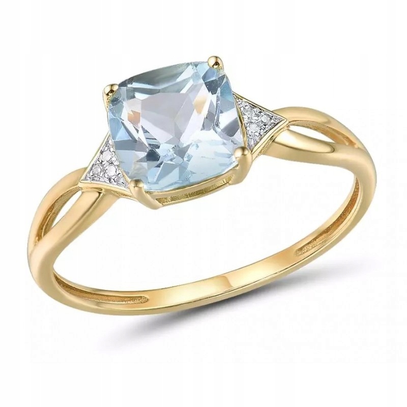 Zásnubný prsteň, nové zlato 585 6 diamantov, topás