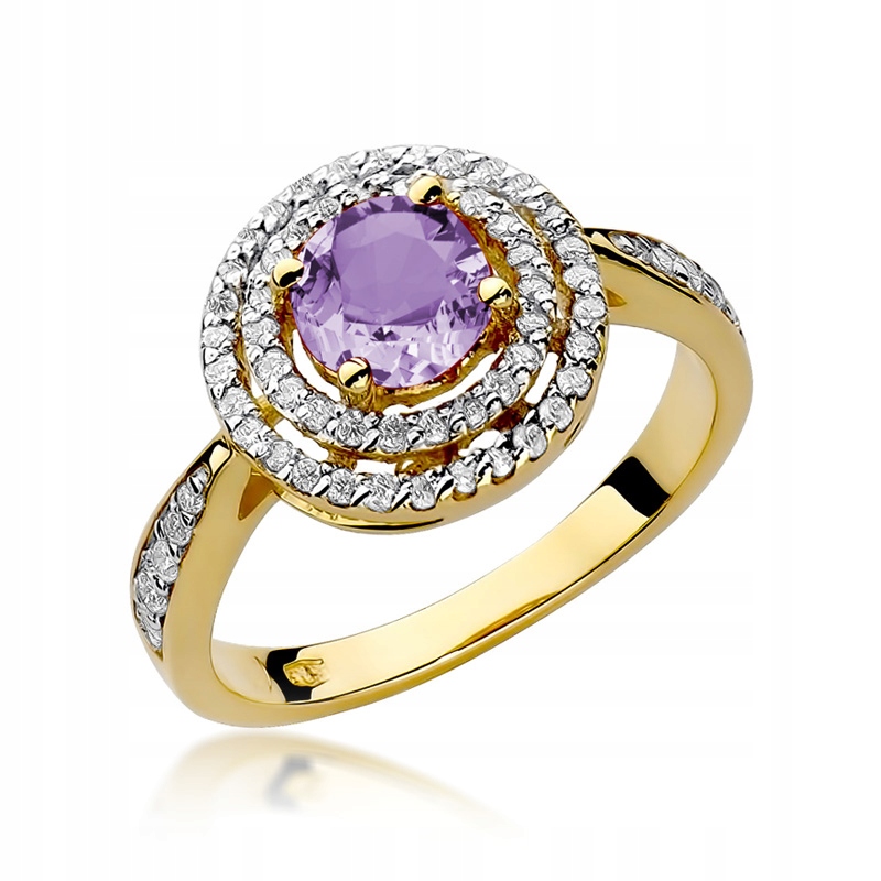 Zásnubný prsteň AMETHYST a diamanty 585 14K