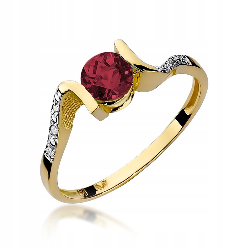 Zásnubný prsteň GRANAT a diamanty 585 14K