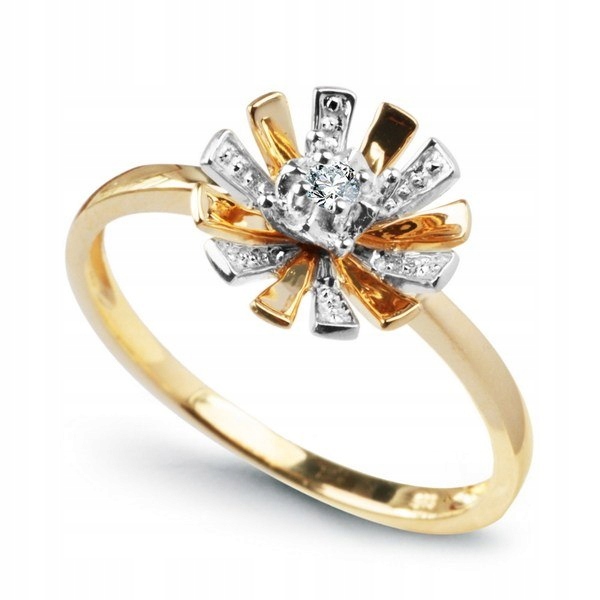 Zlatý prsteň 585 S DIAMANTMI DIAMANTOVÝ kvet