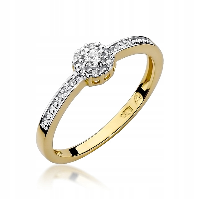 585 zlatý prsteň s diamantmi 0,09 ct pre zapojenie
