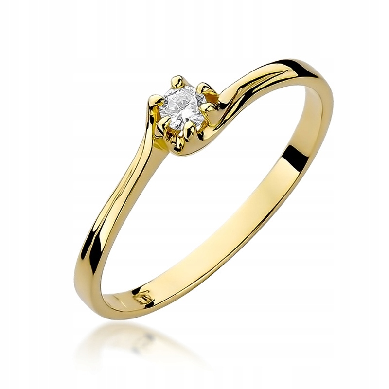 Zlatý prsteň 585 s diamantom 0,10ct W-163