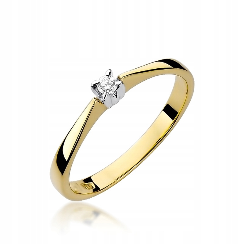 Zlatý prsteň 585 s diamantom, zásnubný diamant