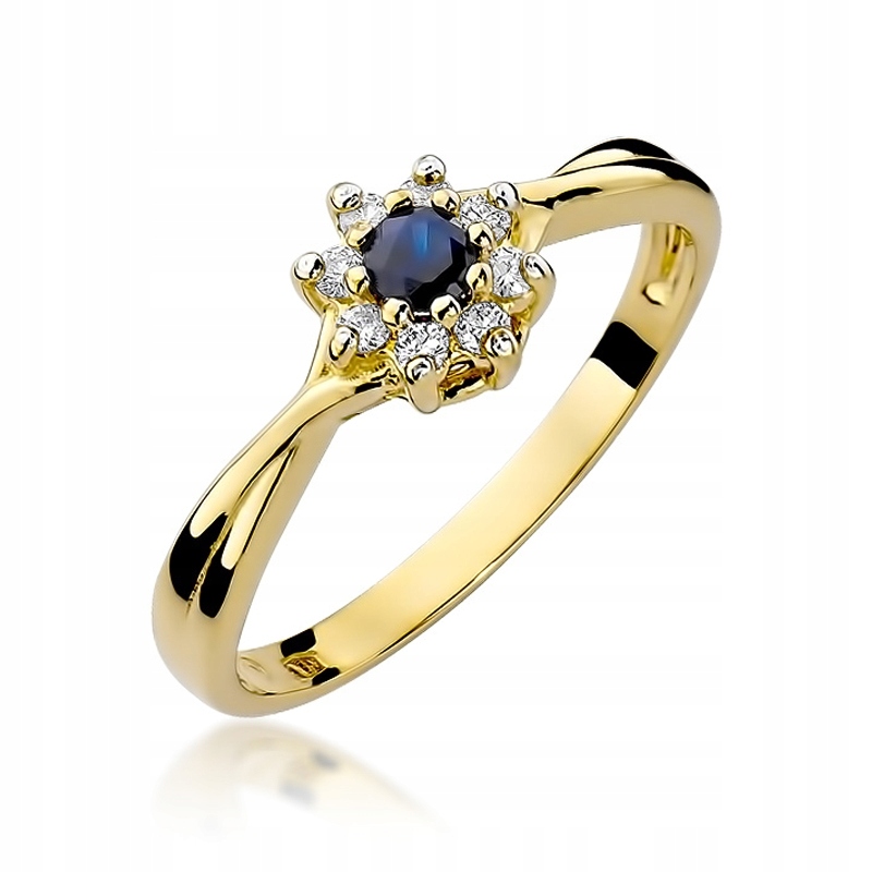 Prsteň zo 585 zlata s 0,15 ct zafírovými diamantmi