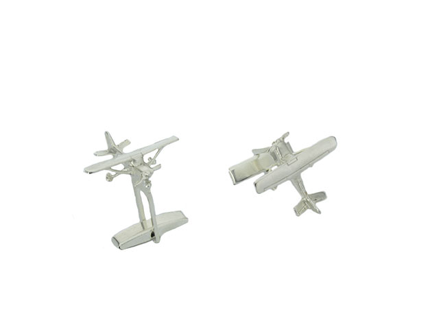 Striebro -prispôsobené manžetové manžetové gombíky cessna podvozok