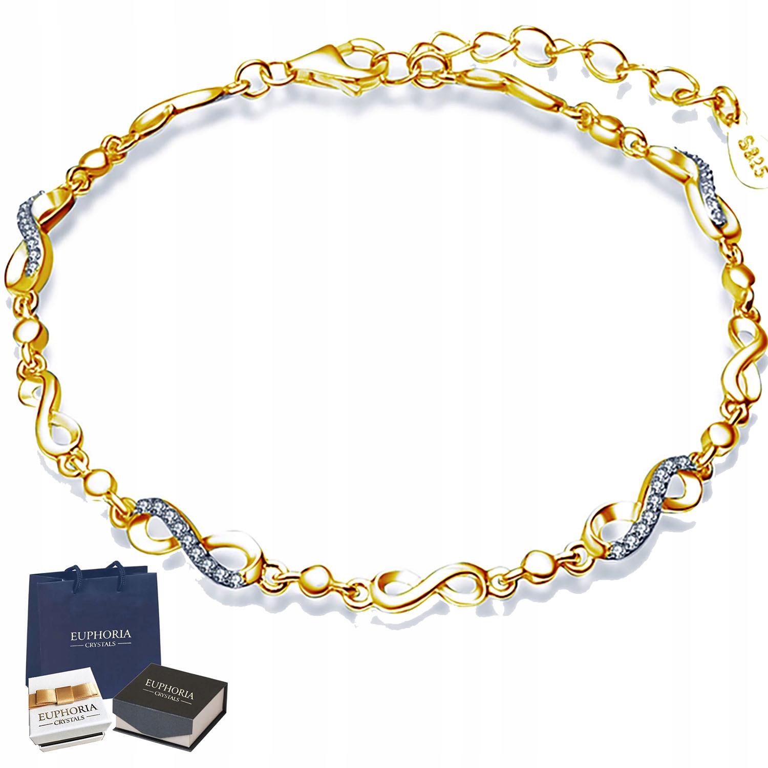 Zlato -Plát Swarovski Náramok Gift Silver 925