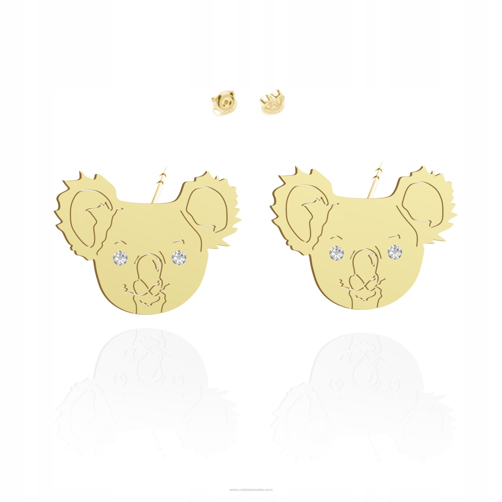 Pozlátené náušnice KOALA BEAR so Sw