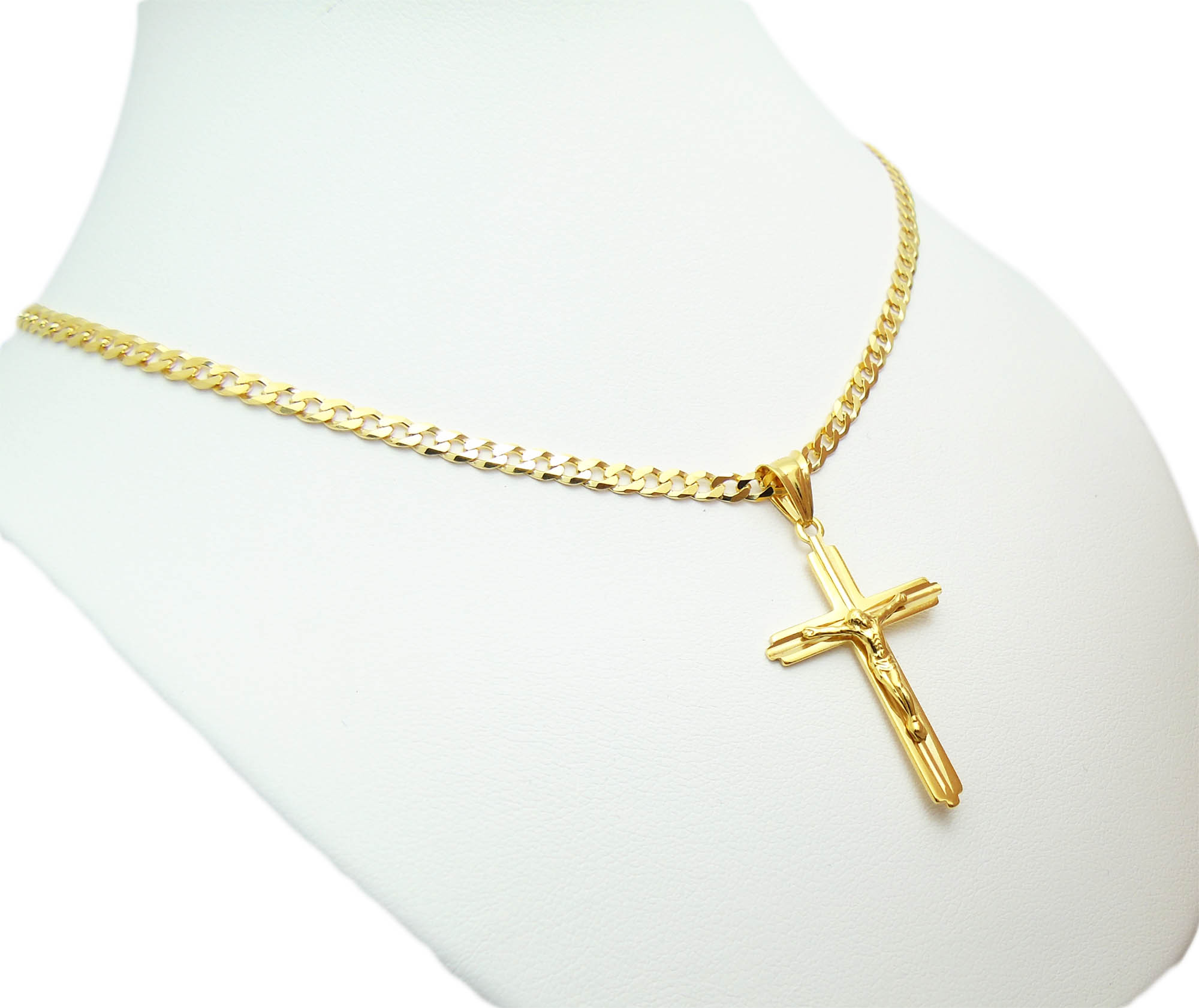 Zlato -reťazec striebra 60 cm + elegantný kríž