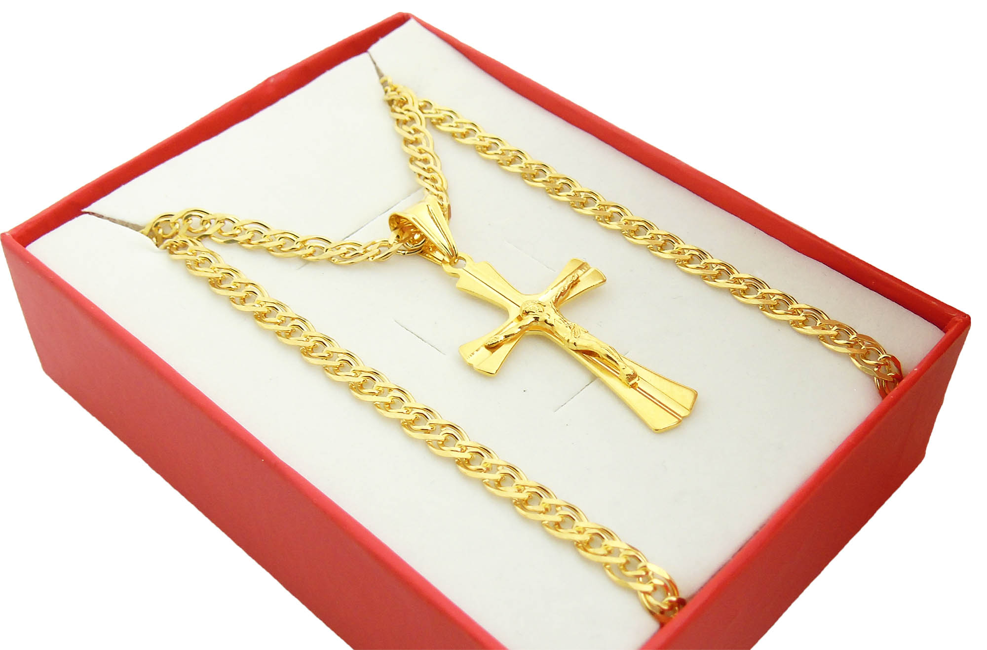 Zlato -plavbovaný strieborný reťazec Nonna 60 cm 4,8 mm kríž