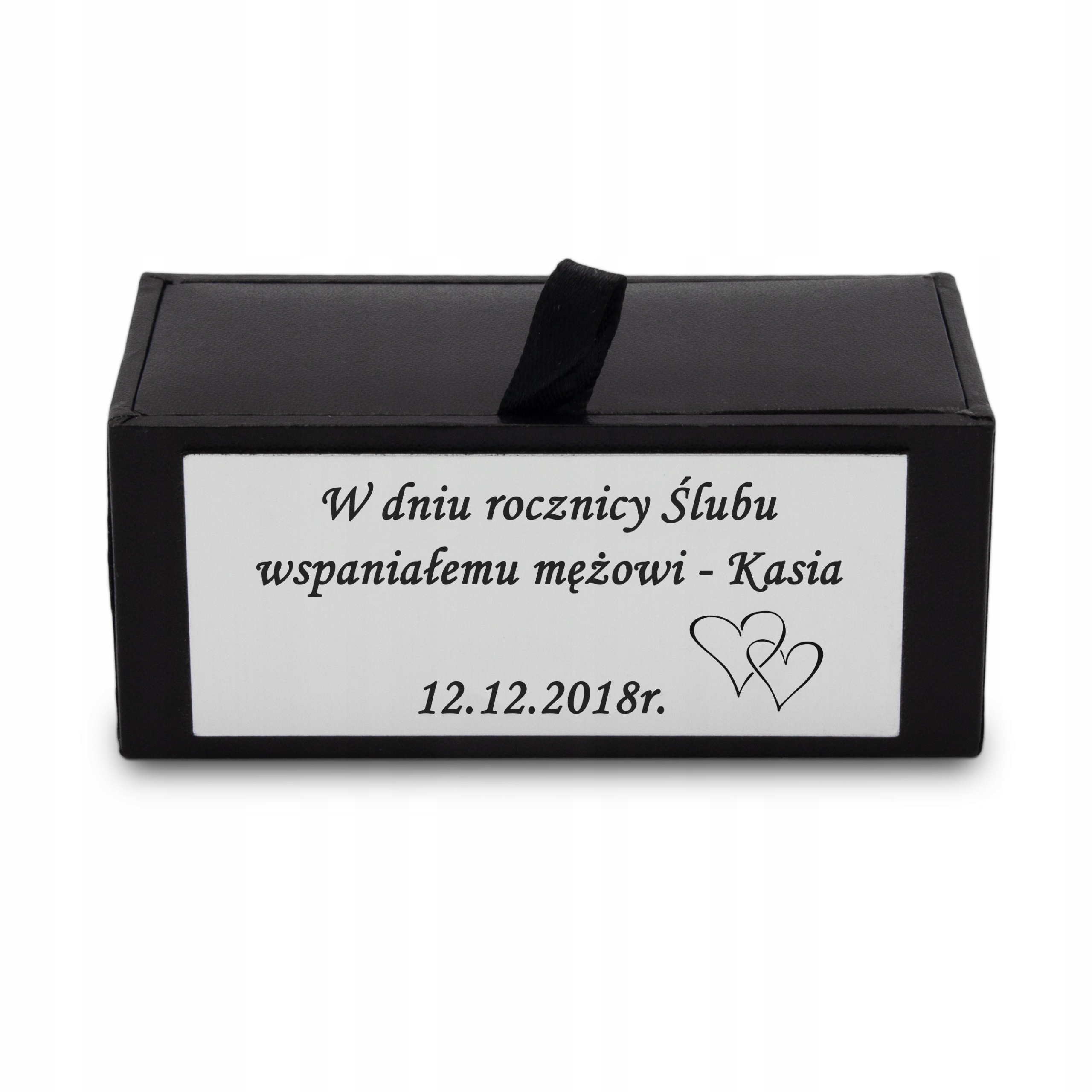 Black Cufflink Box s gravírovaním