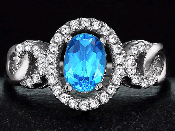 R14 Modrý prsteň NATURAL TOPAZ