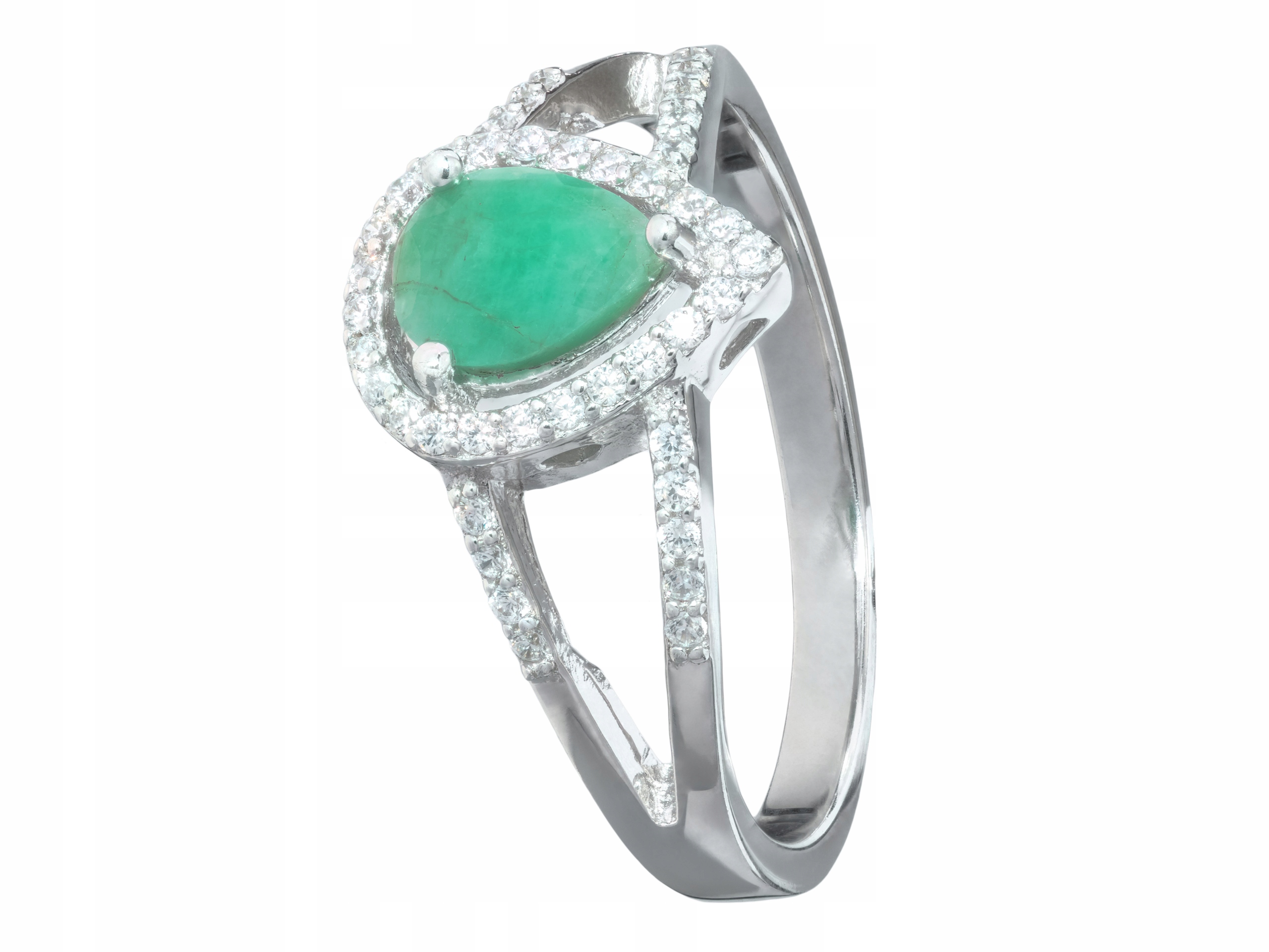 RHODIOVÝ prsteň BIELY EMERALD ZIRCONIA veľkosť 18